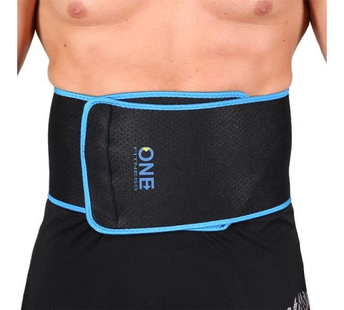 Пояс для тренування BR160 ONE FITNESS - чорно-блакитний