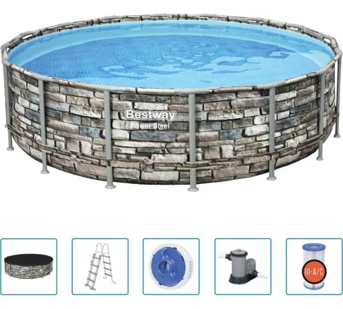 Басейн каркасний Bestway 56966 Power Steel 488 см - коричневий Басейн каркасний Bestway 56966 Power Steel 488 см - коричневий