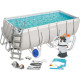 Басейн каркасний прямокутний 17в1 Bestway 56457 Power Steel 412 x 201 см - світло-сірий