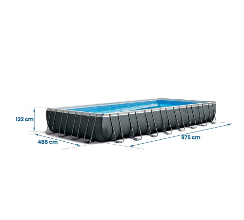 Басейн каркасний прямокутний Intex Ultra Xtr Frame 975x488 cм 16в1 (26374) - графітовий Басейн каркасний прямокутний Intex Ultra Xtr Frame 975x488 cм 16в1 (26374) - графітовий