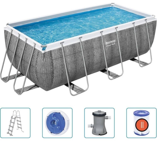 Басейн каркасний прямокутний 5в1 Bestway 56722 Power Steel 412 x 201 см - сірий Басейн каркасний прямокутний 5в1 Bestway 56722 Power Steel 412 x 201 см - сірий