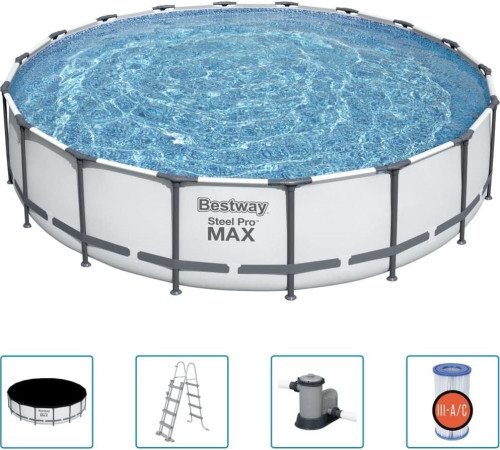 Басейн каркасний Bestway Steel Pro MAX з аксесуарами, 549x122 см - білий Басейн каркасний Bestway Steel Pro MAX з аксесуарами, 549x122 см - білий