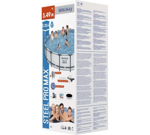 Басейн каркасний Bestway Steel Pro MAX з аксесуарами, 549x122 см - білий Басейн каркасний Bestway Steel Pro MAX з аксесуарами, 549x122 см - білий