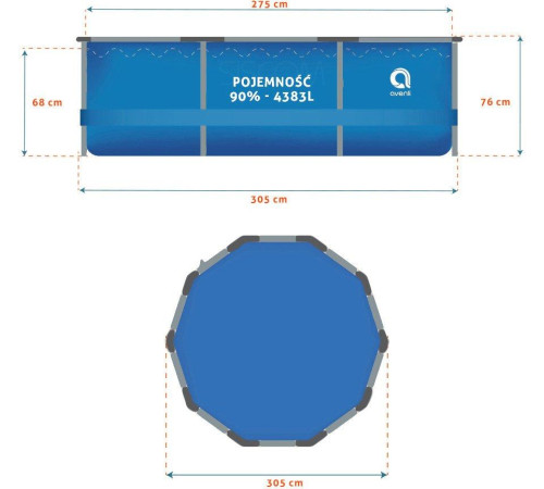 Басейн каркасний з фільтром AVENLI 305 х 76 см, набір 16 в 1