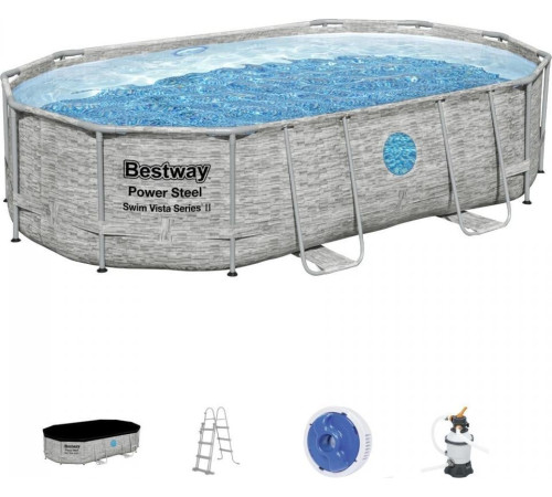Басейн каркасний овальний Bestway 488 x 305 x 107 см Power Steel Басейн каркасний овальний Bestway 488 x 305 x 107 см Power Steel
