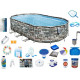 Басейн каркасний овальний 21в1 Bestway 56719 Power Steel 610 x 366 см - сірий