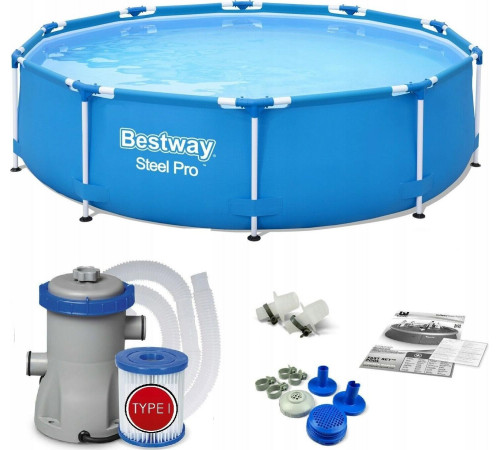 Басейн каркасний Bestway 305 x 76 см в комплекті з насосом 56679, блакитний Басейн каркасний Bestway 305 x 76 см в комплекті з насосом 56679, блакитний