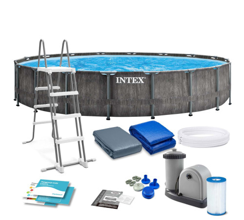 Басейн каркасний 12в1 INTEX 126744, 549 x 122 см, темно-сірий Басейн каркасний 12в1 INTEX 126744, 549 x 122 см, темно-сірий