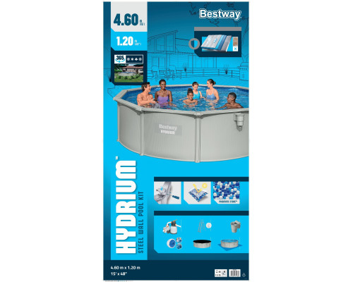 Басейн каркасний Bestway Hydrium 460 x 460 x 120 см світло-сірий