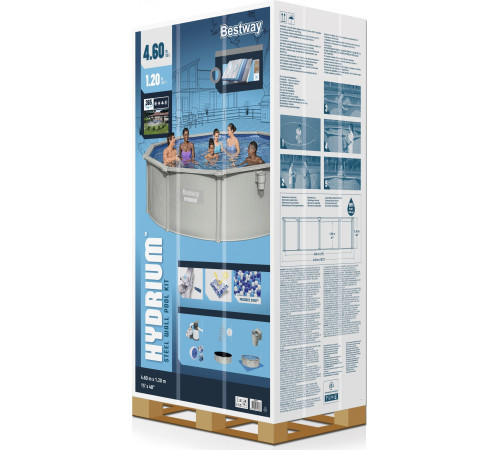 Басейн каркасний Bestway Hydrium 460 x 460 x 120 см світло-сірий