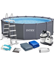 Басейн каркасний Intex 26384 478 см 11в1, сірий
