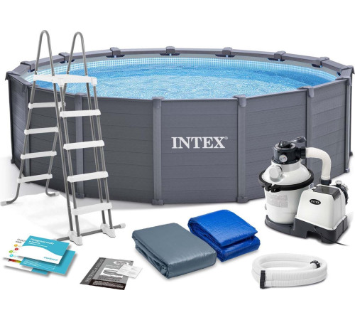 Басейн каркасний Intex 26384 478 см 11в1, сірий Басейн каркасний Intex 26384 478 см 11в1, сірий