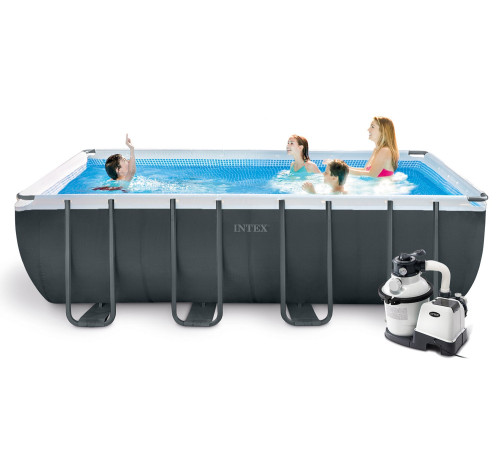 Басейн каркасний прямокутний 11в1 INTEX 26356, 549 x 274 x 132 см, темно-сірий Басейн каркасний прямокутний 11в1 INTEX 26356, 549 x 274 x 132 см, темно-сірий