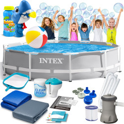 Басейн каркасний 15в1 INTEX 26702, 305 х 76 см + машина для створення бульбашок 
