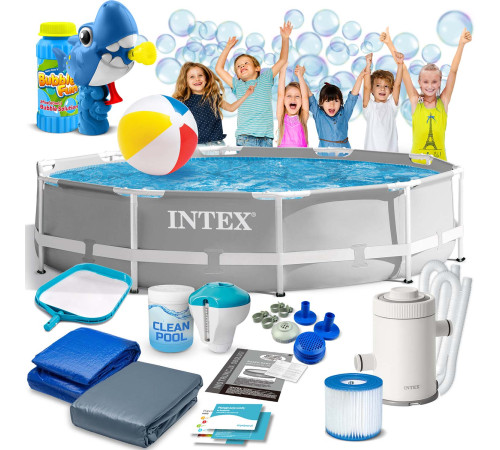 Басейн каркасний 15в1 INTEX 26702, 305 х 76 см + машина для створення бульбашок