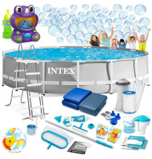 Басейн каркасний 21в1 INTEX 26726, 457 х 122 см + машина для створення бульбашок