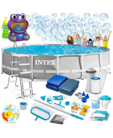 Басейн каркасний 21в1 INTEX 26726, 457 х 122 см + машина для створення бульбашок
