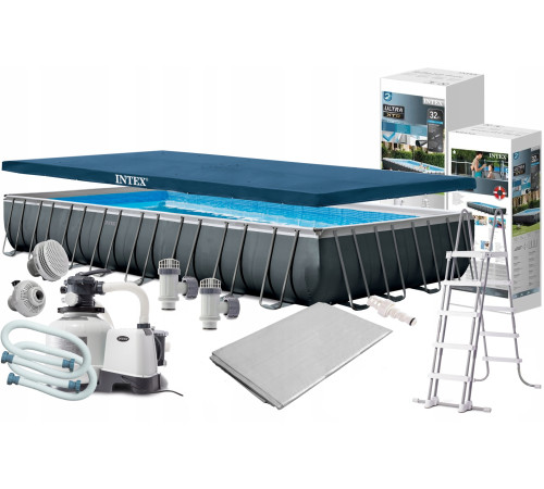 Каркасний басейн Ultra Frame Pool Intex 26374 (975 x 488 x 132см) - сірий