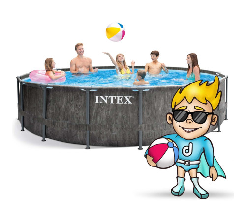 Басейн каркасний 20в1 INTEX 26742, 457 х 122 см, темно-сірий + машина для створення бульбашок Басейн каркасний 20в1 INTEX 26742, 457 х 122 см, темно-сірий + машина для створення бульбашок