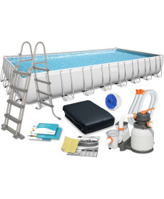 Басейн каркасний прямокутний 11в1 Bestway 56623 Power Steel 956 x 488 см - білий