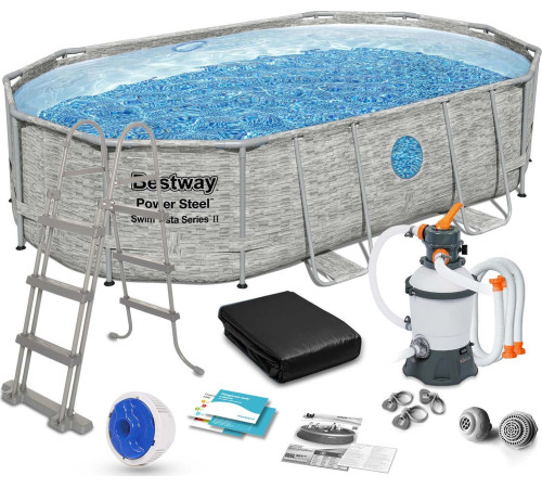 Басейн каркасний овальний 10в1 Bestway 56946 Power Steel 488 x 305 см Басейн каркасний овальний 10в1 Bestway 56946 Power Steel 488 x 305 см