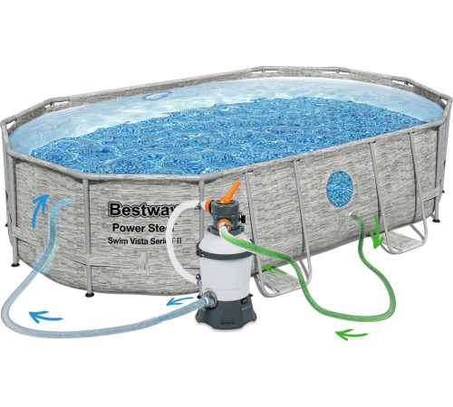 Басейн каркасний овальний 10в1 Bestway 56946 Power Steel 488 x 305 см Басейн каркасний овальний 10в1 Bestway 56946 Power Steel 488 x 305 см