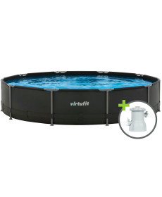 Басейн каркасний VIRTUFIT з фільтрувальним насосом 305 х 76 см, темно-сірий