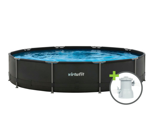 Басейн каркасний VIRTUFIT 305 х 76 см з фільтрувальним насосом, графітовий