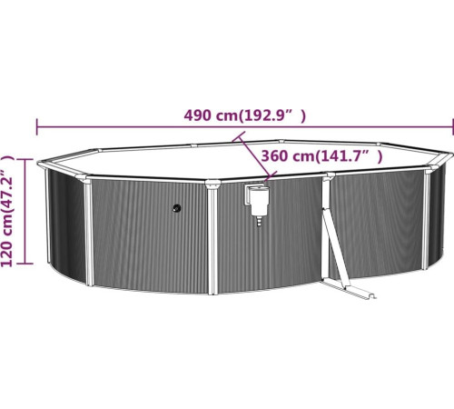 Басейн каркасний овальний vidaXL 490 x 360 x 120 см, білий Басейн каркасний овальний vidaXL 490 x 360 x 120 см, білий