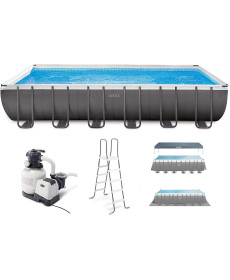 Басейн каркасний прямокутний Ultra Frame Pool Intex 26364 (732 x 366 x 132 см) - сірий
