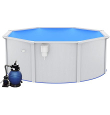 Басейн каркасний vidaXL 360 x 120 см, білий + насос з пісочним фільтром