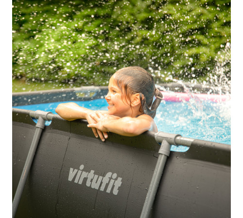 Басейн каркасний прямокутний VIRTUFIT 300 x 210 х 66 см з фільтрувальним насосом, антрацитовий