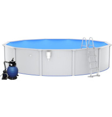 Басейн каркасний vidaXL 550 x 120 см, білий + насос з пісочним фільтром + драбина