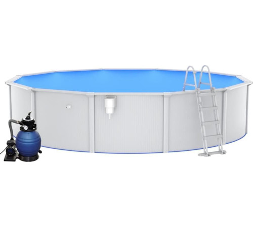 Басейн каркасний vidaXL 550 x 120 см, білий + насос з пісочним фільтром + драбина Басейн каркасний vidaXL 550 x 120 см, білий + насос з пісочним фільтром + драбина
