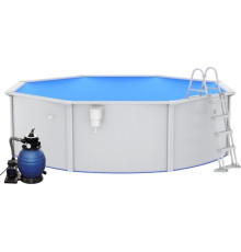 Басейн каркасний vidaXL 460 x 120 см,  білий + насос з пісочним фільтром + драбина