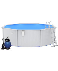 Басейн каркасний vidaXL 460 x 120 см,  білий + насос з пісочним фільтром + драбина