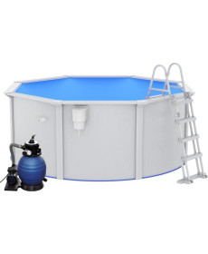 Басейн каркасний vidaXL 300 x 120 см,  білий + насос з пісочним фільтром + драбина