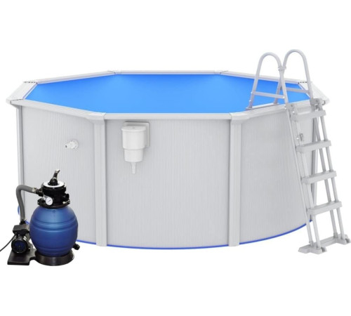 Басейн каркасний vidaXL 300 x 120 см, білий + насос з пісочним фільтром + драбина Басейн каркасний vidaXL 300 x 120 см, білий + насос з пісочним фільтром + драбина