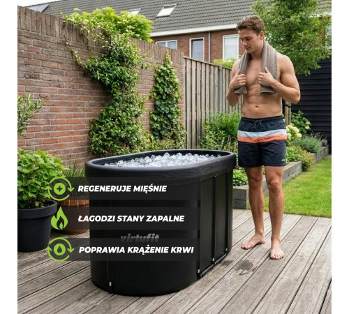 VIRTUFIT WANNA LODOWA OWALNA 500 LITRÓW ANTRACYT Z AKCESORIAMI