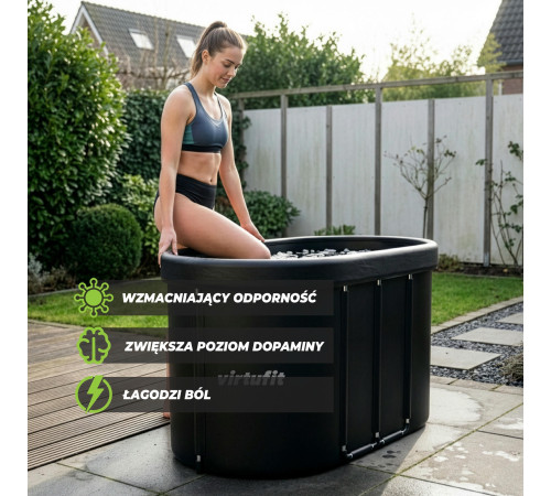 VIRTUFIT WANNA LODOWA OWALNA 500 LITRÓW ANTRACYT Z AKCESORIAMI