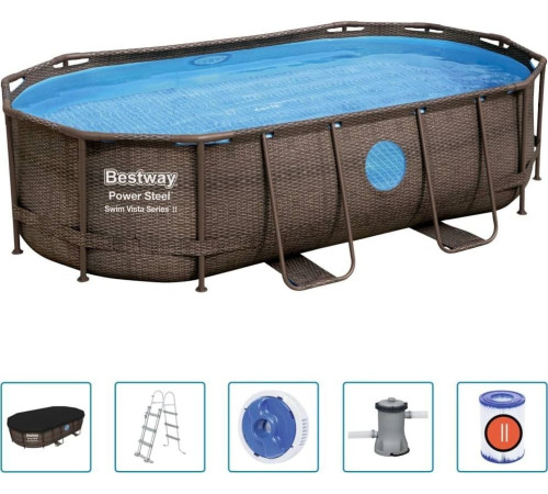 Басейн каркасний овальний Bestway 92827 Power Steel, 427 x 250 см - коричневий Басейн каркасний овальний Bestway 92827 Power Steel, 427 x 250 см - коричневий