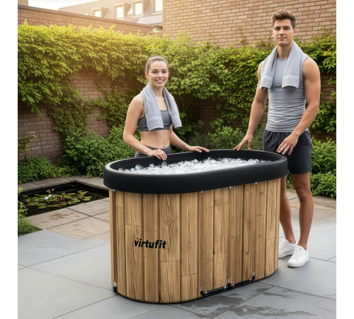 VIRTUFIT WANNA LODOWA OWALNA 500 LITRÓW IMITACJA DREWNA Z AKCESORIAMI
