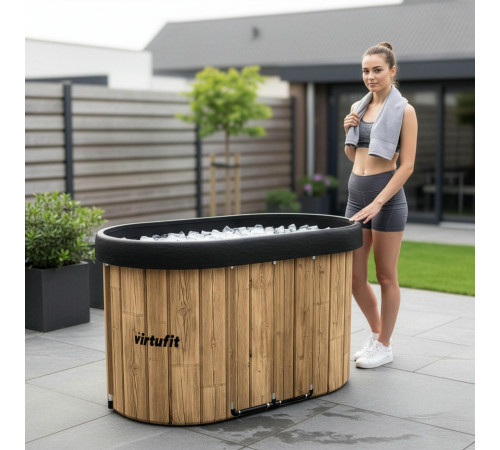 VIRTUFIT WANNA LODOWA OWALNA 500 LITRÓW IMITACJA DREWNA Z AKCESORIAMI