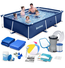 Басейн каркасний прямокутний 15в1 Bestway 56403N, 259 x 170 x 61 см