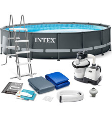 Басейн каркасний 11в1 INTEX 26340, 732 x 132 см, темно-сірий