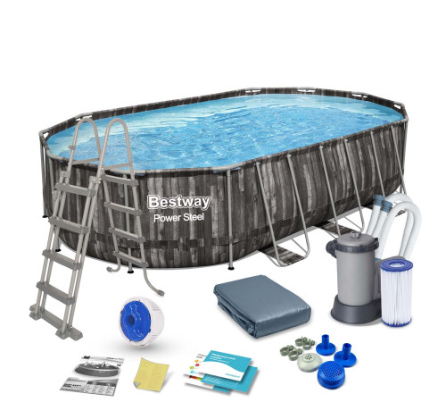 Басейн каркасний овальний Bestway Power Steel Frame 610 x 366 x 122 см - темно-коричневий Басейн каркасний овальний Bestway Power Steel Frame 610 x 366 x 122 см - темно-коричневий