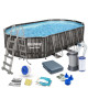 Басейн каркасний овальний Bestway Power Steel Frame 610 x 366 x 122 см - темно-коричневий