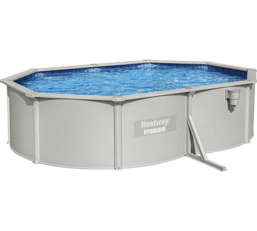 Басейн каркасний овальний Bestway Hydrium з аксесуарами, 500 x 360 x 120 см, світло-сірий Басейн каркасний овальний Bestway Hydrium з аксесуарами, 500 x 360 x 120 см, світло-сірий