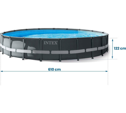 Басейн каркасний Intex 610см 11в1 (26334) - графітовий