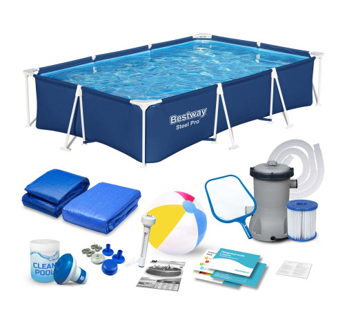 Басейн каркасний прямокутний 16в1 Bestway 56404N, 300 x 201 x 66 см Басейн каркасний прямокутний 16в1 Bestway 56404N, 300 x 201 x 66 см